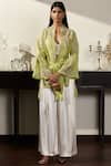 Varun Bahl_Green Satin Organza Band Embroidered Jacket And Pant Set  _Online_at_Aza_Fashions