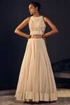 Buy Varun Bahl White Chanderi, Satin Organza Round Lehenga Set at Aza Fashions Buy_Varun Bahl_White Chanderi, Satin Organza Round Lehenga Set_at_Aza_Fashions