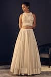 Shop Varun Bahl White Chanderi, Satin Organza Round Lehenga Set at Aza Fashions Shop_Varun Bahl_White Chanderi, Satin Organza Round Lehenga Set_at_Aza_Fashions