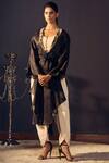 Varun Bahl_Black Chanderi, Satin Jacket Lapel Collar And Dhoti Pant Set_Online_at_Aza_Fashions
