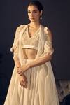 Buy_Varun Bahl_White Organza, Chanderi, Satin V Neck Jacket And Lehenga Set_Online_at_Aza_Fashions
