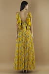 Shop_Divya Kanakia_Yellow Chiffon Square Neck Printed Skirt Set _at_Aza_Fashions