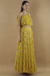 Divya Kanakia_Yellow Chiffon Square Neck Printed Skirt Set _Online_at_Aza_Fashions