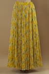 Shop_Divya Kanakia_Yellow Chiffon Square Neck Printed Skirt Set _Online_at_Aza_Fashions