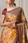 Buy_RI.Ritu Kumar_Yellow Silk Satin Saree With Unstitched Blouse _Online_at_Aza_Fashions