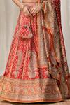 Buy_RI.Ritu Kumar_Red Silk Satin V-shaped Embroidered Bridal Lehenga Set _Online_at_Aza_Fashions
