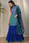 Buy_RI.Ritu Kumar_Blue Silk Chinon Embroidered Kurta Lehenga Set_Online_at_Aza_Fashions