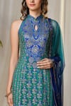 Shop_RI.Ritu Kumar_Blue Silk Chinon Embroidered Kurta Lehenga Set_Online_at_Aza_Fashions
