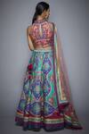 Shop_RI.Ritu Kumar_Multi Color Poly Dupion High Neck Embroidered Bridal Lehenga Set _at_Aza_Fashions