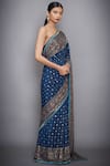 Shop_RI.Ritu Kumar_Blue Silk Chinon Embroidered Saree _at_Aza_Fashions
