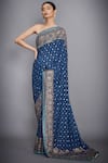 Buy_RI.Ritu Kumar_Blue Silk Chinon Embroidered Saree _at_Aza_Fashions