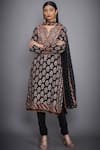 Buy_RI.Ritu Kumar_Black Silk Crepe Split Embroidered Kurta Set _at_Aza_Fashions