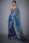Buy_RI.Ritu Kumar_Blue Silk Chinon Embroidered Saree With Unstitched Blouse _at_Aza_Fashions