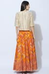 Shop_Priyanka Raajiv_Orange Silk Round Blouse And Lehenga Set _at_Aza_Fashions