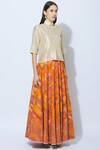 Priyanka Raajiv_Orange Silk Round Blouse And Lehenga Set _Online_at_Aza_Fashions
