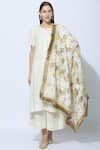 Shop_Priyanka Raajiv_Off White Silk Brocade Dupatta _at_Aza_Fashions