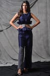 Buy_Eclat By Prerika Jalan_Blue Organza Round Silk Chanderi Jumpsuit _at_Aza_Fashions