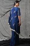 Shop Eclat By Prerika Jalan Blue Crepe Round Embroidered Cape Pant Set at Aza Fashions Shop_Eclat By Prerika Jalan_Blue Crepe Round Embroidered Cape Pant Set _at_Aza_Fashions