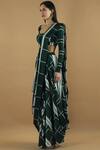 Buy_Vedika M_Green U Neck Pre-draped Printed Saree With Blouse _Online_at_Aza_Fashions