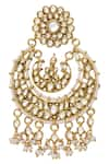 Nayirah_Gold Plated Kundan Chandbalis_Online_at_Aza_Fashions