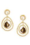 Shop_Nayirah_Gold Plated Pearls Baroque Danglers_at_Aza_Fashions