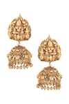 Buy_joules by radhika_Gold Plated Stones Antique Jhumkas_at_Aza_Fashions