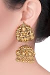 Shop_joules by radhika_Gold Plated Stones Antique Jhumkas_at_Aza_Fashions