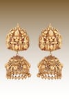 joules by radhika_Gold Plated Stones Antique Jhumkas_Online_at_Aza_Fashions