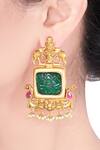 Shop_Joules By Radhika_Gold Plated Stones Antique Danglers_at_Aza_Fashions
