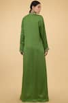 Shop_Talking Threads_Green Modal Satin Round Embroidered Kaftan  _at_Aza_Fashions