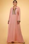 Buy_Talking Threads_Peach Georgette Embellished Kaftan_at_Aza_Fashions