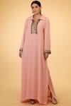 Buy_Talking Threads_Peach Georgette Embellished Kaftan_Online_at_Aza_Fashions