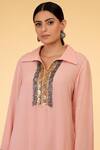 Talking Threads_Peach Georgette Embellished Kaftan_at_Aza_Fashions