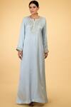 Talking Threads_Blue Embroidered Kaftan _Online_at_Aza_Fashions