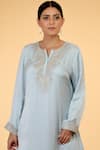 Shop_Talking Threads_Blue Embroidered Kaftan _Online_at_Aza_Fashions