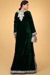 Shop_Talking Threads_Green Silk Velvet Round Kaftan  _at_Aza_Fashions