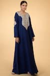 Buy Talking Threads Blue Wool Embroidered Kaftan Online | Aza Fashions