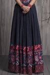 Shop_Payal Jain_Blue Textured Cotton Embroidered Maxi Skirt_at_Aza_Fashions