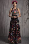 Buy_Payal Jain_Black Tafetta Round Embroidered Maxi Dress  _at_Aza_Fashions