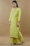 Buy_Samyukta Singhania_Yellow Silk Round Kurta Palazzo Set _at_Aza_Fashions