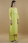 Samyukta Singhania_Yellow Silk Round Kurta Palazzo Set _Online_at_Aza_Fashions