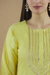 Samyukta Singhania_Yellow Silk Round Kurta Palazzo Set _at_Aza_Fashions