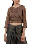 Shop_Shades Of India_Brown Tissue Woven Saree Blouse_at_Aza_Fashions