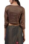 Shades Of India_Brown Tissue Woven Saree Blouse_Online_at_Aza_Fashions