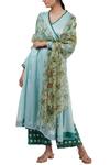 Buy_Shades of India_Blue Silk Cotton Angarkha Kurta_Online_at_Aza_Fashions