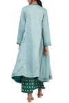 Shop_Shades of India_Blue Silk Cotton Angarkha Kurta_at_Aza_Fashions