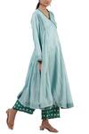 Shades of India_Blue Silk Cotton Angarkha Kurta_Online_at_Aza_Fashions