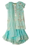 Buy_Shruti Jalan_Blue , Chinon Chikankari Kurta Sharara Set_at_Aza_Fashions