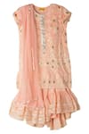 Buy_Shruti Jalan_Peach , Chinon Chikankari Kurta Sharara Set_at_Aza_Fashions