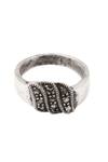 Shop_Sangeeta Boochra_Silver Plated Stones Carved Ring_at_Aza_Fashions